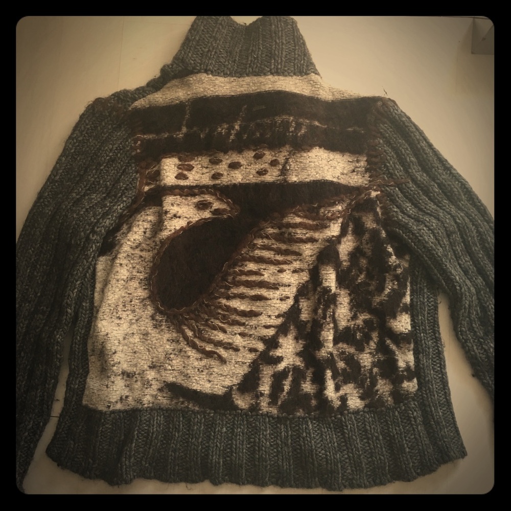 Roberto Cavalli Wool Fur Jacquard Zip Sweater